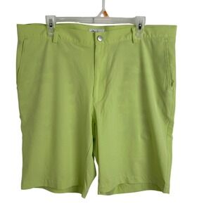 Peter Millar Mens Performance Golf Shorts Lime Green Size 38 Flat Front 10 In